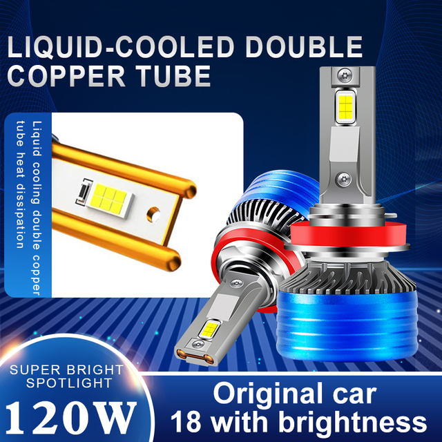 OEM Super Bright Dual Copper Tube LED Bóng đèn ô tô 120W 12000LM Đèn pha Led ô tô chùm sáng thấp