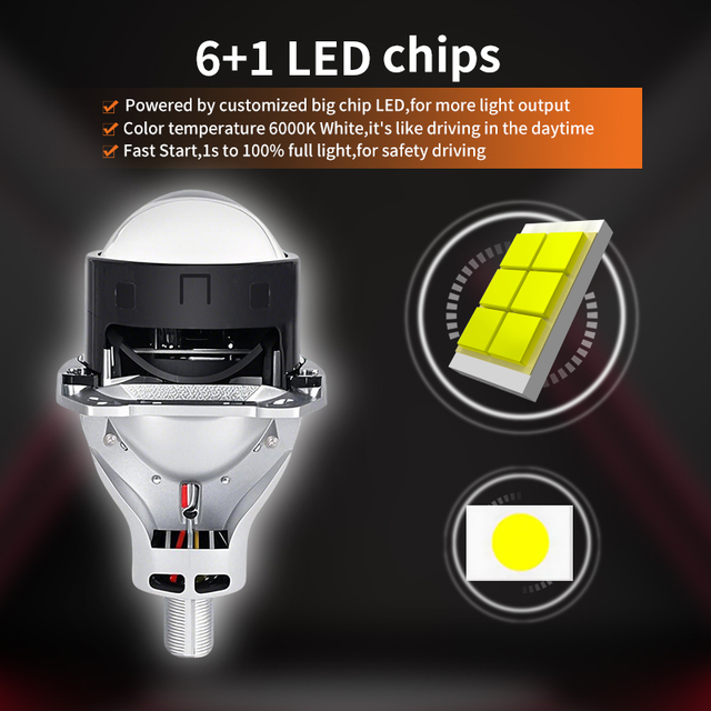 Trình điều khiển tích hợp 12V/24V 3 inch Trình điều khiển có đèn pha LED Dual Tia LEN