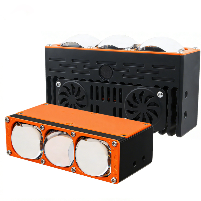 85W 3 Ống Kính Máy Chiếu Bi Led Đèn Lưới Tản Nhiệt Ô Tô Chùm Cao Thấp Quạt Đôi Làm Mát Đèn Lưới Tản Nhiệt Phía Trước Đèn Phụ Cho Xe Tải Xe Địa Hình SUV