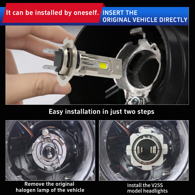 1: 1 Kích thước 70W 7000LM plug và chơi đèn pha led tất cả trong một trong một bóng đèn H7