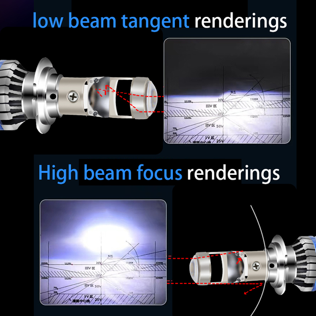 Tùy chỉnh Super Bright 8400lm LED đèn pha đèn pha với ống kính máy chiếu mini