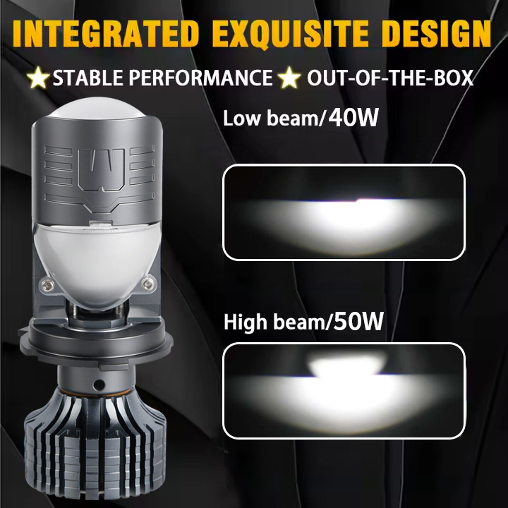 Đèn pha ô tô LED không có người hâm mộ không thấm nước 80W/100W với ống kính máy chiếu mini H4 