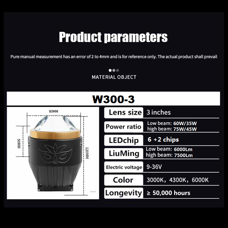 OEM/ODM 3 Inch Smart AI App Điều khiển máy chiếu ba màu Ống kính sương mù Đèn sương mù LED tia laser cao thấp chống thấm nước kép trực tiếp