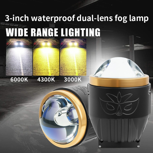 Bán buôn 3 inch Tri-màu Kép Trực Tiếp Xe Bi Laser LED Ống Kính Máy Chiếu Sương Mù 12V 75W dành cho Xe Toyota Honda Đa Năng Đèn Sương Mù Retrofit