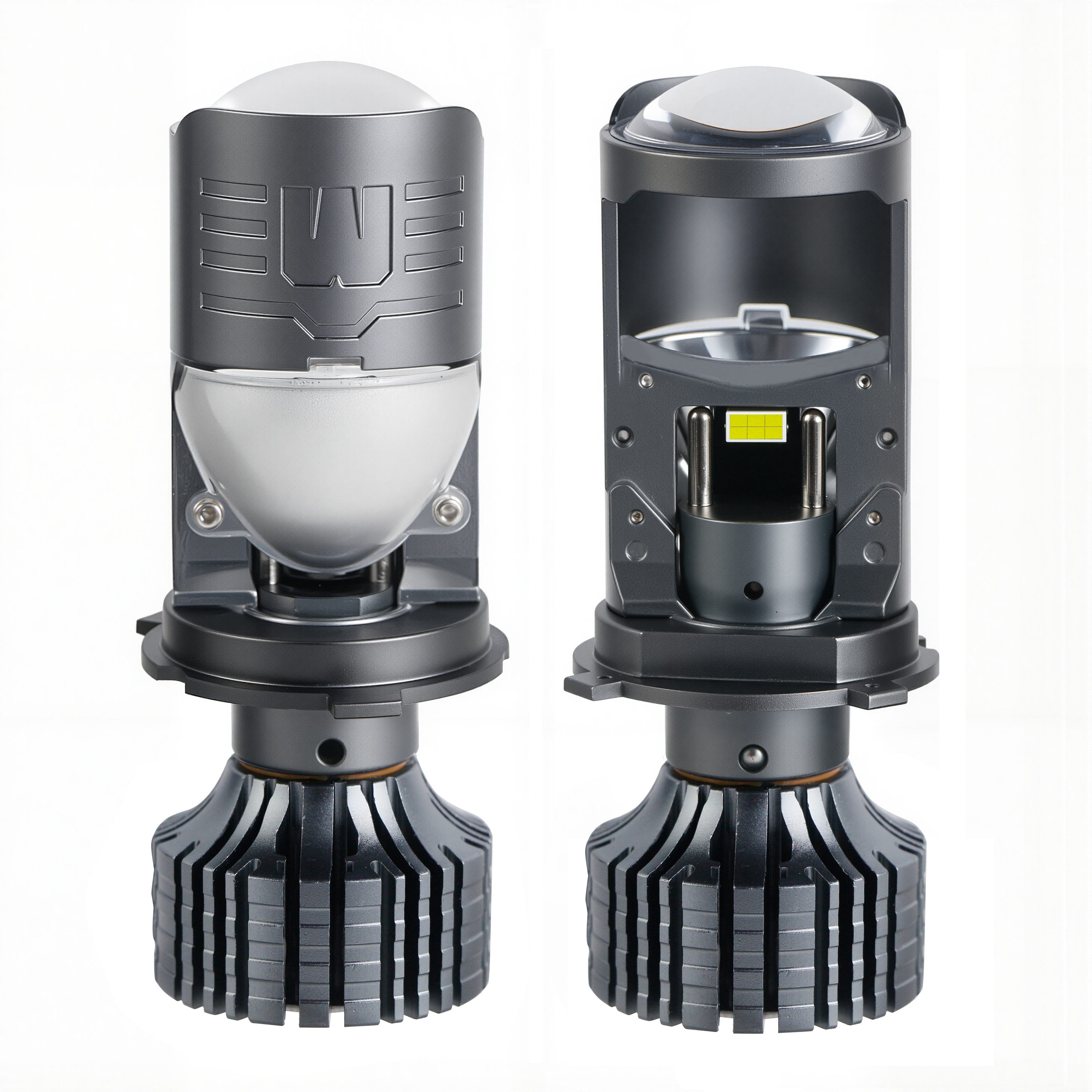 Đèn pha ô tô LED không có người hâm mộ không thấm nước 80W/100W với ống kính máy chiếu mini H4 