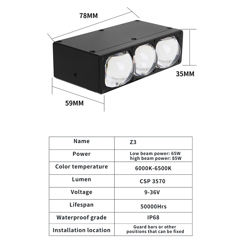 Phụ Kiện Xe Hơi Đèn LED Ma Trận Đa Năng Ô Tô Nướng Ánh Sáng Cao Thấp Chùm Tia Laser Đôi Ống Kính Ba Mắt Biled Máy Chiếu Ống Kính Lưới Tản Nhiệt đèn Chiếu Sáng