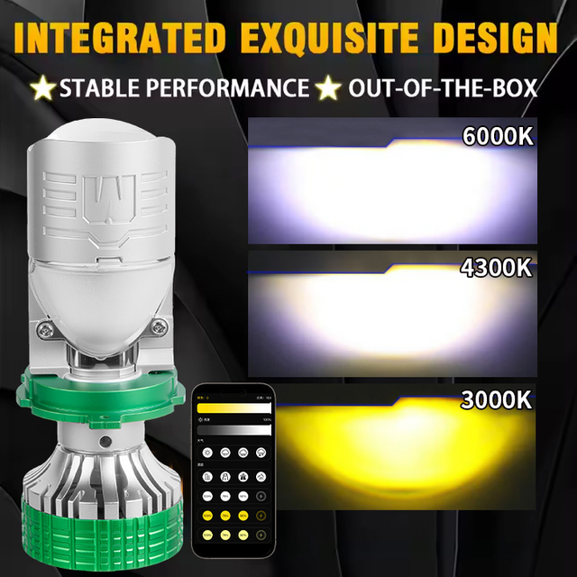 Màu sắc thay đổi 6000K 4300K ​​3000K 3 màu ống kính máy chiếu máy chiếu đèn LED đèn pha LED với điều khiển từ xa