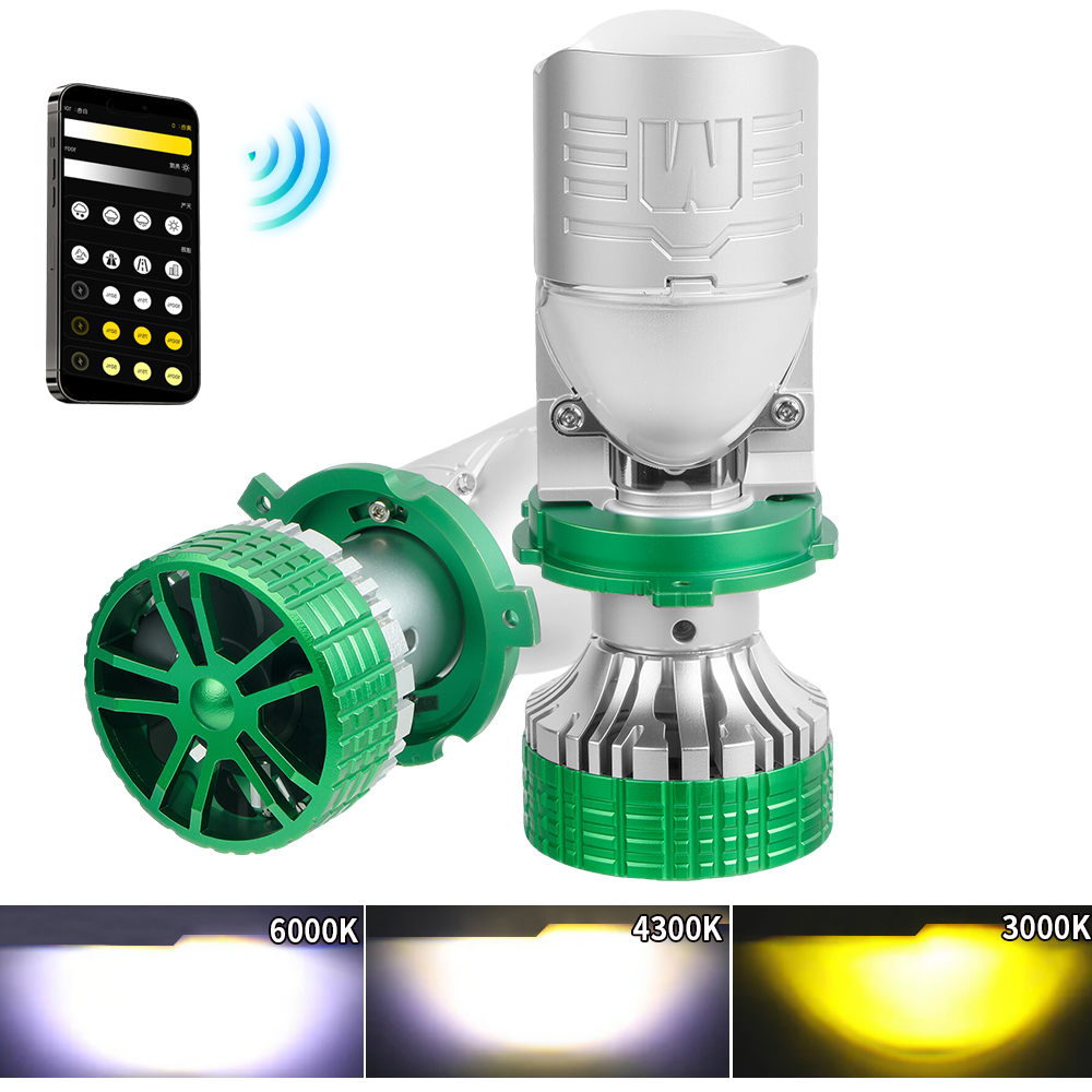 Màu sắc thay đổi 6000K 4300K ​​3000K 3 màu ống kính máy chiếu máy chiếu đèn LED đèn pha LED với điều khiển từ xa