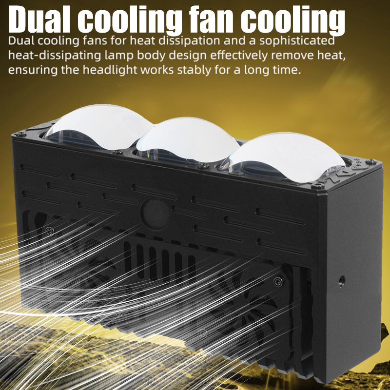 Phụ Kiện Xe Hơi Đèn LED Ma Trận Đa Năng Ô Tô Nướng Ánh Sáng Cao Thấp Chùm Tia Laser Đôi Ống Kính Ba Mắt Biled Máy Chiếu Ống Kính Lưới Tản Nhiệt đèn Chiếu Sáng