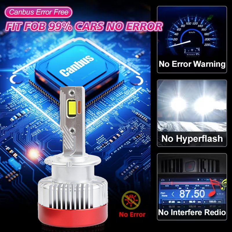Dòng D | Ba Ống Đồng Bóng Đèn Pha LED Ô Tô Xi Nhan CANBUS D Series 180W 18000LM Bóng Đèn Pha LED Thay Thế Xenon HID D1S d2S D3S D4S Bộ Chuyển Đổi