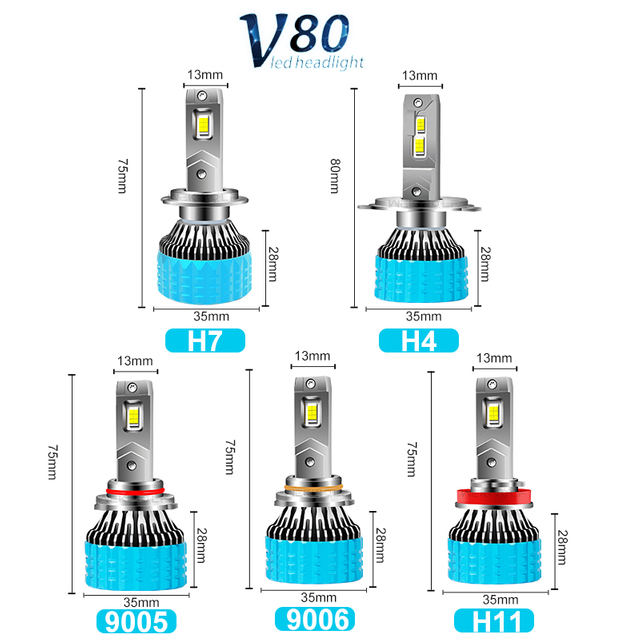 Bán buôn Tùy chỉnh cao Lumen 18000LM 180W Ống đồng kép 12-24V Bóng đèn pha LED cho ô tô