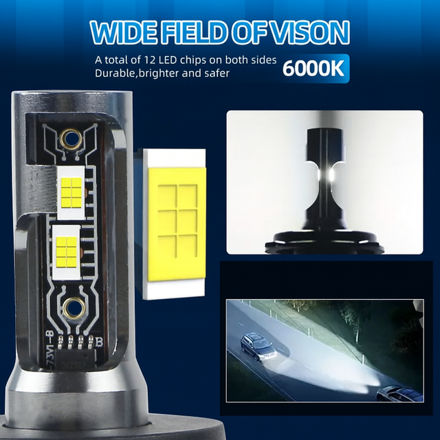 Đèn pha ô tô LED OEM/ODM 60W tùy chỉnh 6000LM Bóng đèn pha ô tô chùm sáng cao/thấp