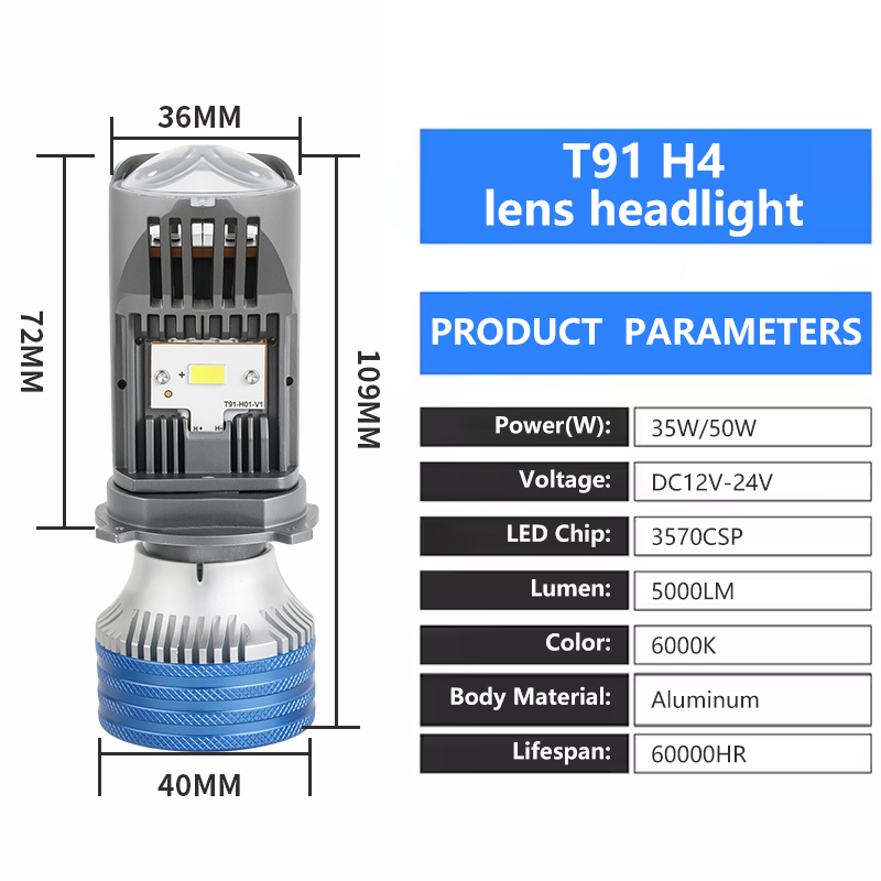  Sê -ri T91 | 12V Cao thấp chùm tia laser thiết kế đèn pha LED đèn pha với ống kính máy chiếu HD