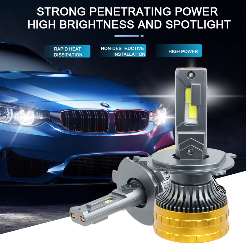 Tùy Biến Siêu Sáng 200W Ô Tô Đèn LED Pha Bóng Đèn 12V 24V 6000K Đèn Xe Ô Tô Kép Ống Đồng tự Động Đèn Pha Bóng Đèn